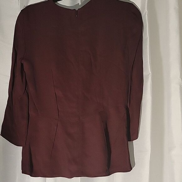 * * TIBI crew Neck wine/burgundy long sleeve Blouse - Picture 10 of 10